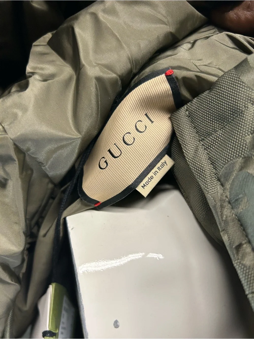Gucci Khaki Jumbo GG Down Jacket